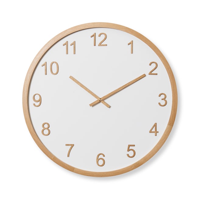 Sienna Wall Clock - White/Natural, 60cm (H)