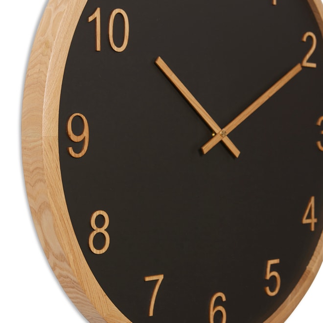 Kaylen Wall Clock - Black/Natural, 60cm (H)