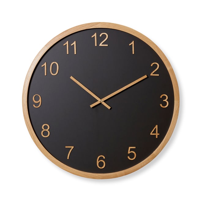 Kaylen Wall Clock - Black/Natural, 60cm (H)