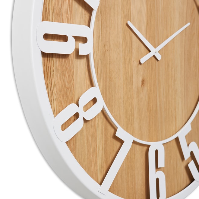 Haddon Wall Clock - White/Natural, 80cm (H)