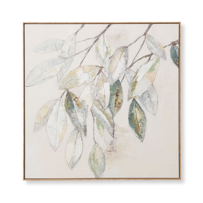 Leafy Hand Painted Wall Art - Green, 100cm (H)