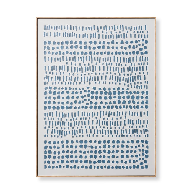 Jabari Hand Painted Wall Art - Cream/Blue, 120cm (H)