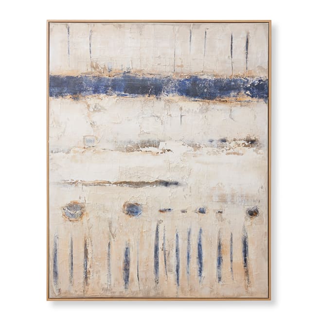 Masego Hand Painted Wall Art - Beige/Blue, 150cm (H)