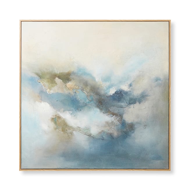 Night Sky Hand Painted Wall Ar - Blue Green, 120cm (H)