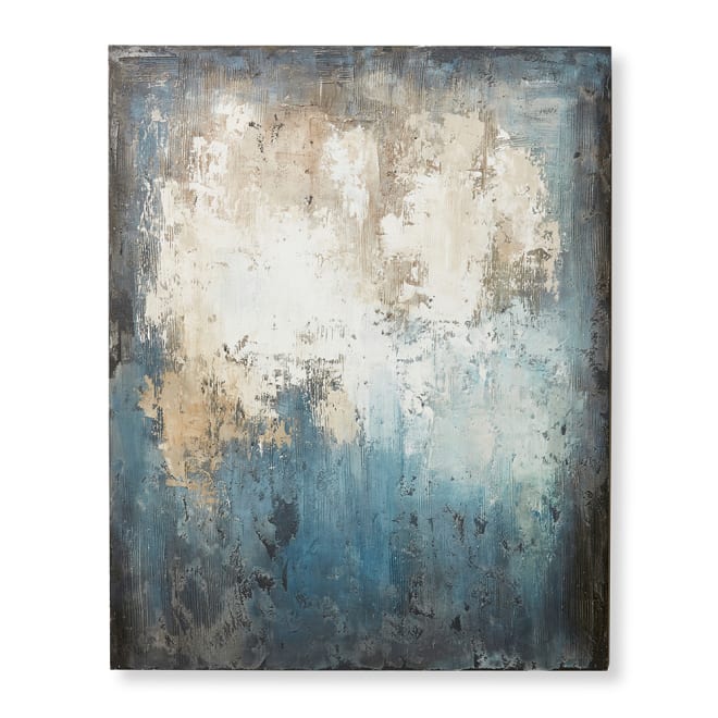 Denzel Hand Painted Wall Art - Beige Blue, 150cm (H)