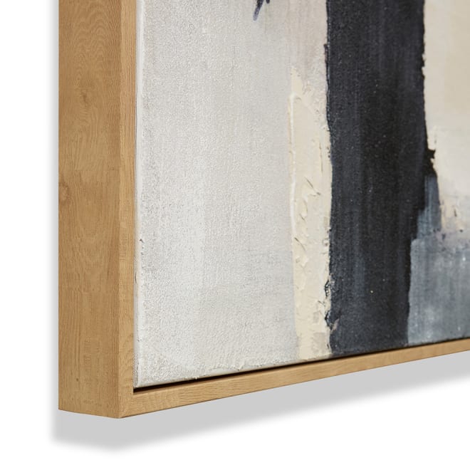 Hana Hand Painted Wall Art - Cream Black, 150cm (H)
