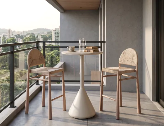 Calete Bar Stool - Outdoor - Rope, Wood, 108cm H