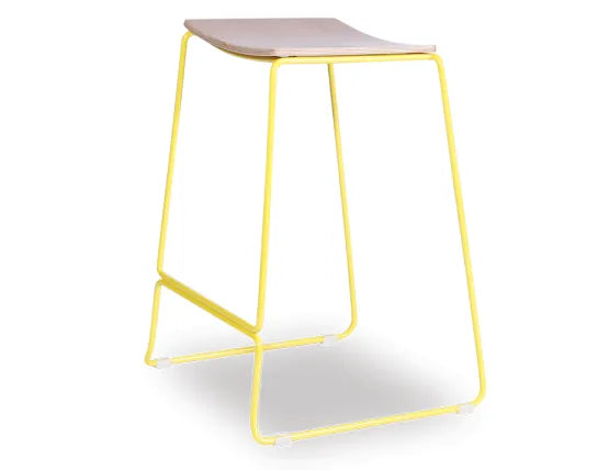Ardent Stool - Yellow - Natural, Wood, 67cm H