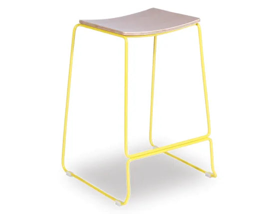 Ardent Stool - Yellow - Natural, Wood, 67cm H