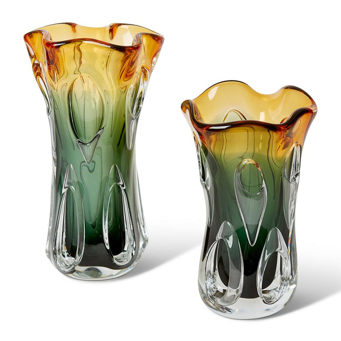 Selassie Vase - Green/Amber, 28cm (H)