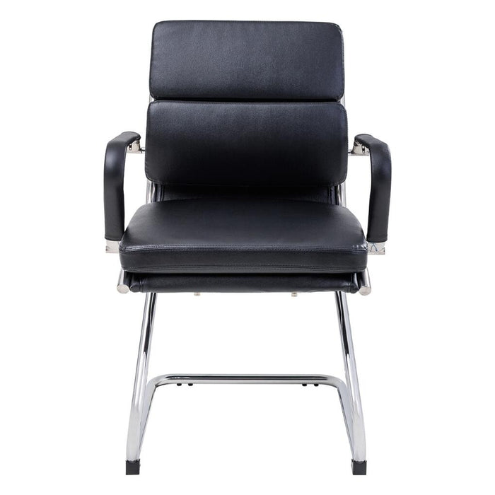 Mode Cantilever Visitor Chair with fixed arms, PU mid-back, PU seat, chrome cantilever base