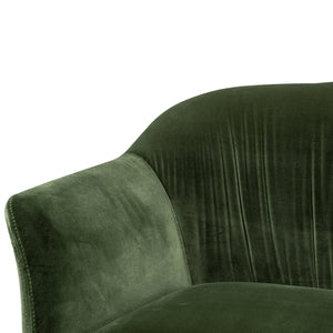 Calibre Furniture Dark Green Velvet Armchair - Black Legs