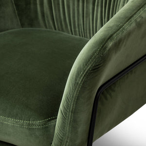 Calibre Furniture Dark Green Velvet Armchair - Black Legs
