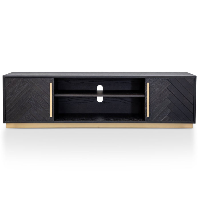 Calibre Furniture Wilma 1.8m Wooden TV Entertainment Unit - Peppercorn and Brass