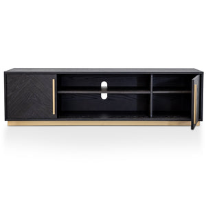 Calibre Furniture Wilma 1.8m Wooden TV Entertainment Unit - Peppercorn and Brass