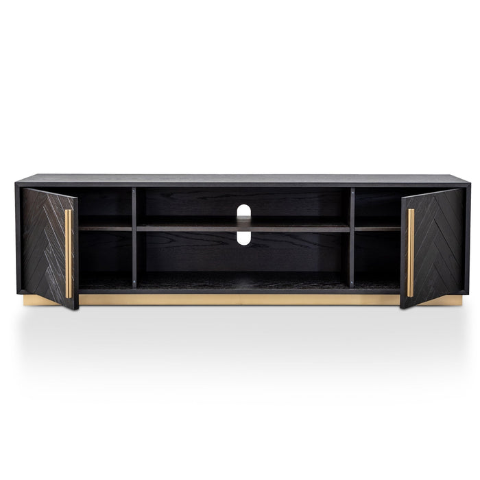 Calibre Furniture Wilma 1.8m Wooden TV Entertainment Unit - Peppercorn and Brass