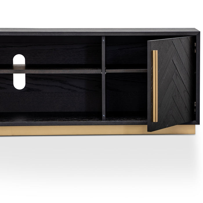 Calibre Furniture Wilma 1.8m Wooden TV Entertainment Unit - Peppercorn and Brass