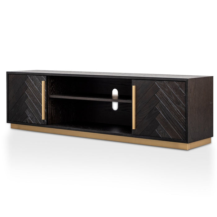 Calibre Furniture Wilma 1.8m Wooden TV Entertainment Unit - Peppercorn and Brass