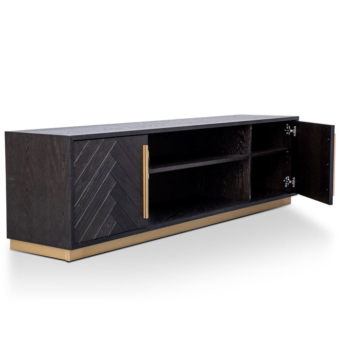 Calibre Furniture Wilma 1.8m Wooden TV Entertainment Unit - Peppercorn and Brass