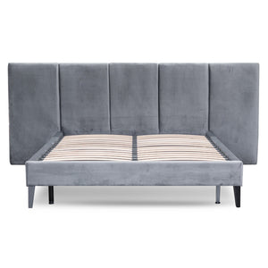 Calibre Furniture Reylon Velvet Queen Bed Frame - Charcoal - Last One