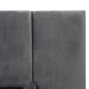 Calibre Furniture Reylon Velvet Queen Bed Frame - Charcoal - Last One