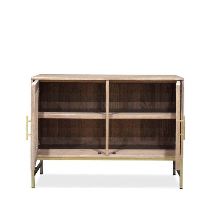 Hudson Furniture Mala Timber And Rattan 2 Shelf Cabinet