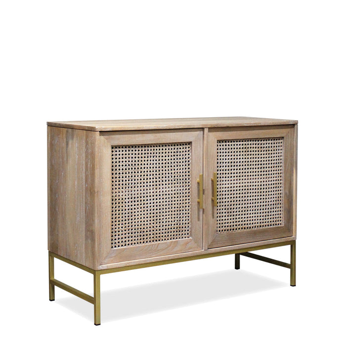 Hudson Furniture Mala Timber And Rattan 2 Shelf Cabinet