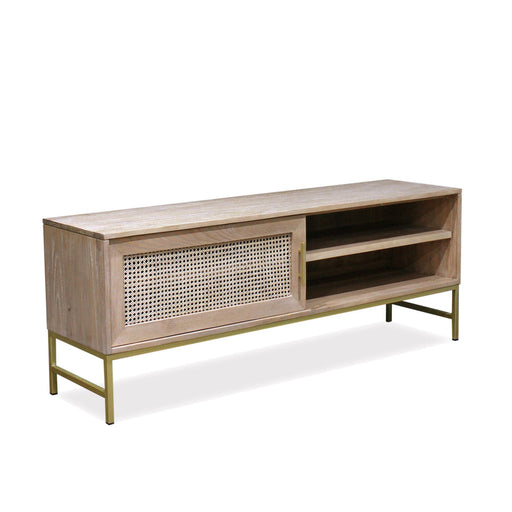 Hudson Furniture Mala Timber and Rattan TV Unit - Sliding Door