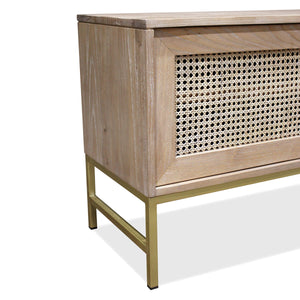Hudson Furniture Mala Timber and Rattan TV Unit - Sliding Door