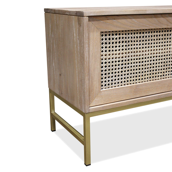 Hudson Furniture Mala Timber and Rattan TV Unit - Sliding Door