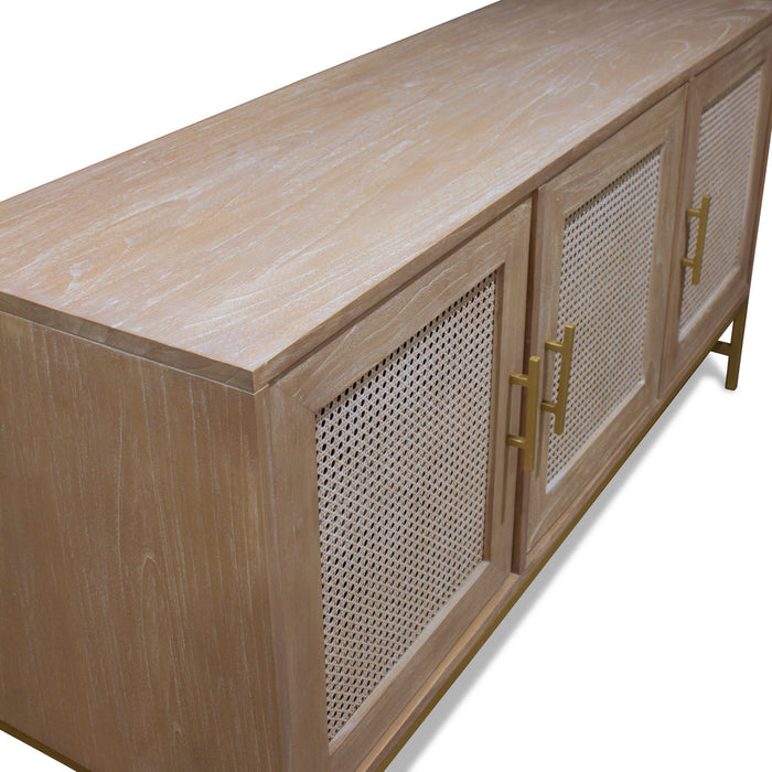 Hudson Furniture Mala Timber and Rattan 3-door Buffet