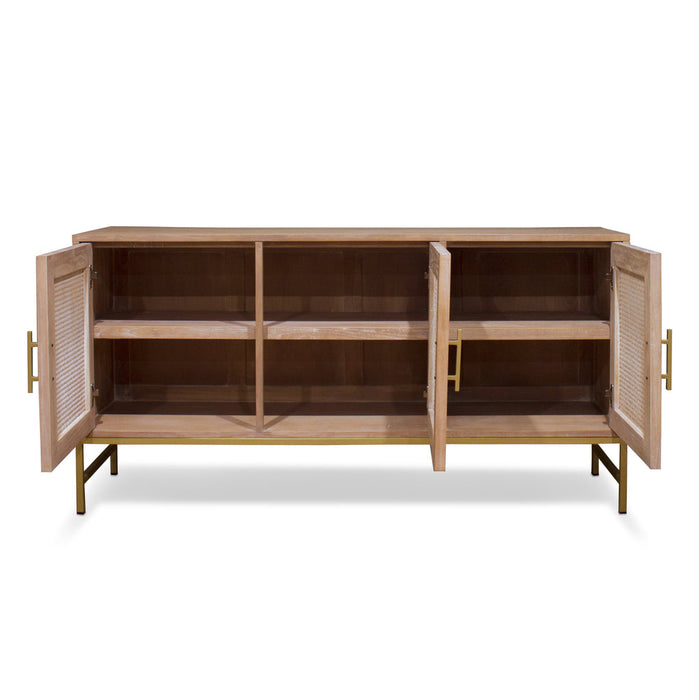 Hudson Furniture Mala Timber and Rattan 3-door Buffet