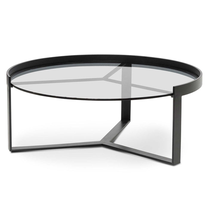 Calibre Furniture Marcel 90cm Glass Round Coffee Table - Large