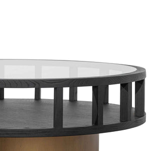 Calibre Furniture Siyana 86cm Round Black Coffee Table - Antique Golden Leg