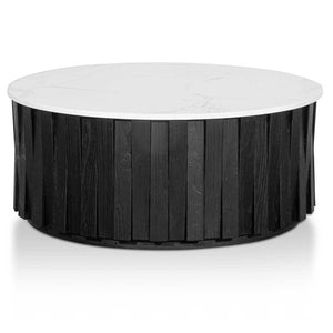 Calibre Furniture Tulisa Porcelain Marble Round Coffee Table - Black