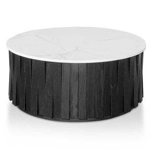 Calibre Furniture Tulisa Porcelain Marble Round Coffee Table - Black