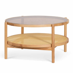 Calibre Furniture Simra 86cm Glass Top Coffee Table - Natural