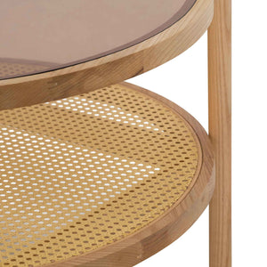 Calibre Furniture Simra 86cm Glass Top Coffee Table - Natural