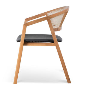 Calibre Furniture Wooden Dining Chair - Natural with Black Seat