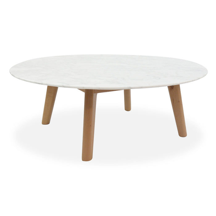 Calibre Furniture Hunter 100cm Round Marble Coffee Table - Natural