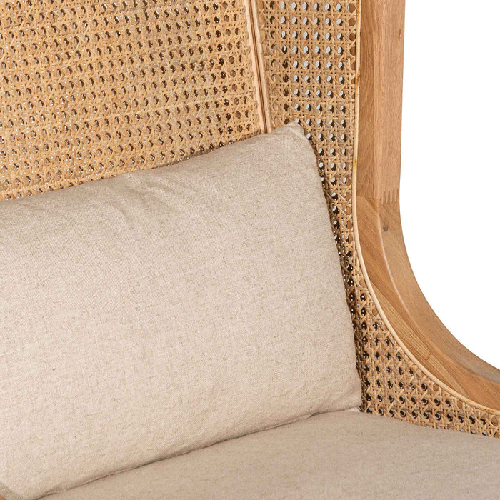 Calibre Furniture Lowell Wingback Rattan Armchair - Distress Natural - Sand White