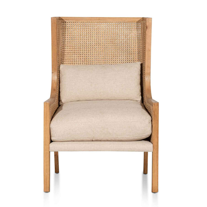 Calibre Furniture Lowell Wingback Rattan Armchair - Distress Natural - Sand White