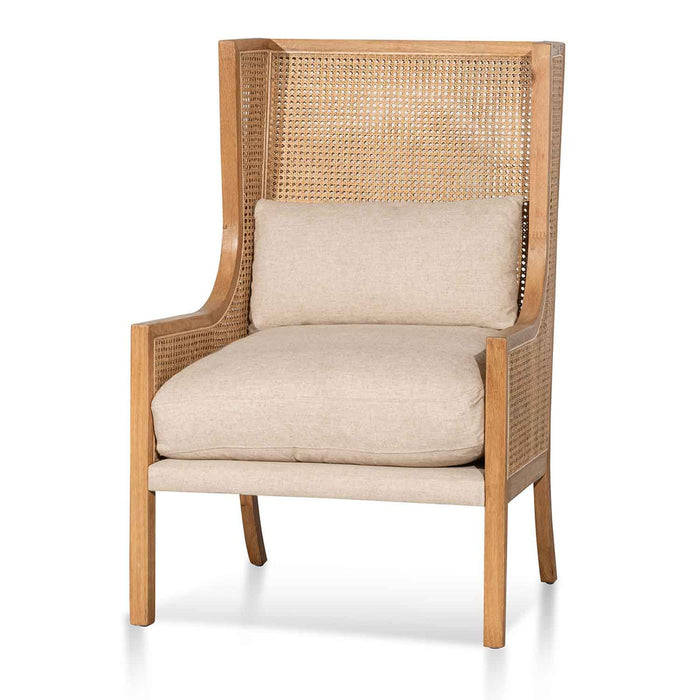 Calibre Furniture Lowell Wingback Rattan Armchair - Distress Natural - Sand White