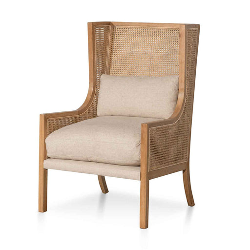 Calibre Furniture Lowell Wingback Rattan Armchair - Distress Natural - Sand White