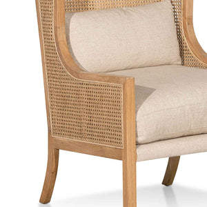 Calibre Furniture Lowell Wingback Rattan Armchair - Distress Natural - Sand White
