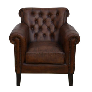 Vintage Mocha Leather Arm Chair