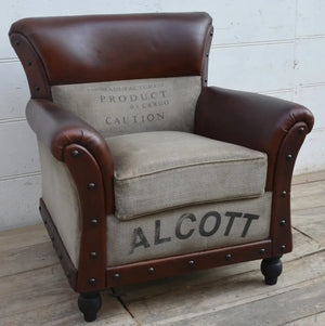 Country Cream Vintage Leather Arm Chair