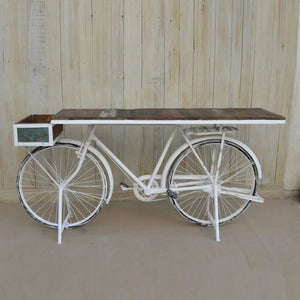 Rustic Repurposed Bicycle Bar - White