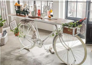 Rustic Repurposed Bicycle Bar - White