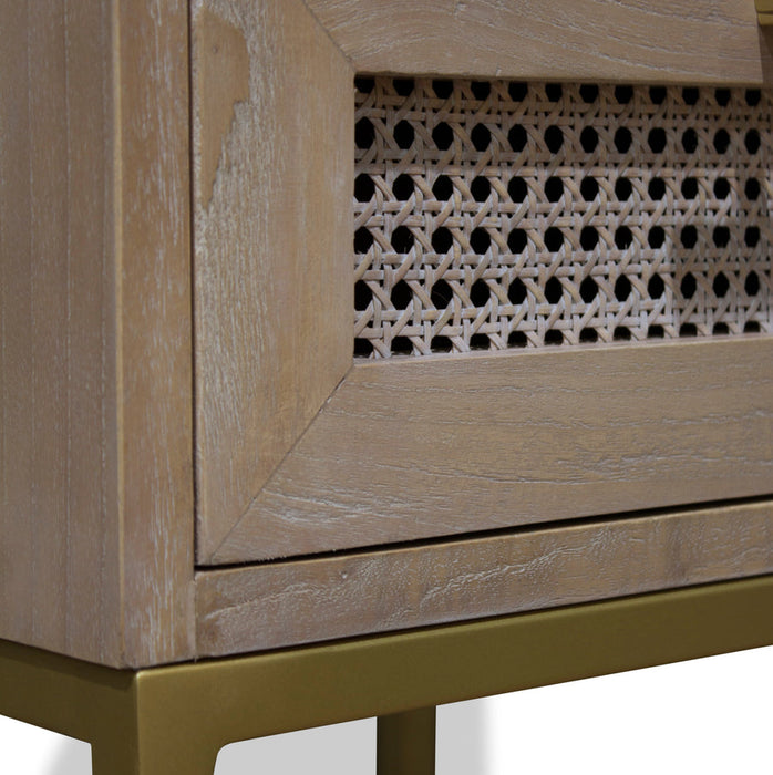 Hudson Furniture Mala Timber And Rattan Bedside Table